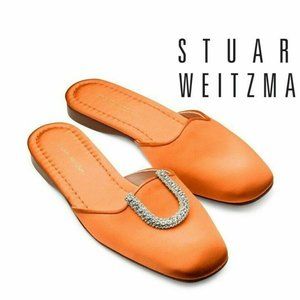 🆕Stuart Weitzman Round Toe Mule Clog Flat Satin